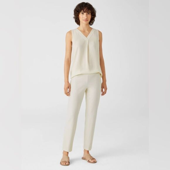 Eileen Fisher | Bone Stretch Crepe Ankle Dress Pant - Picture 1 of 6